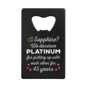 45. Hochzeitstag I - Sapphire Funny Couple Geldbeutel Flaschenöffner