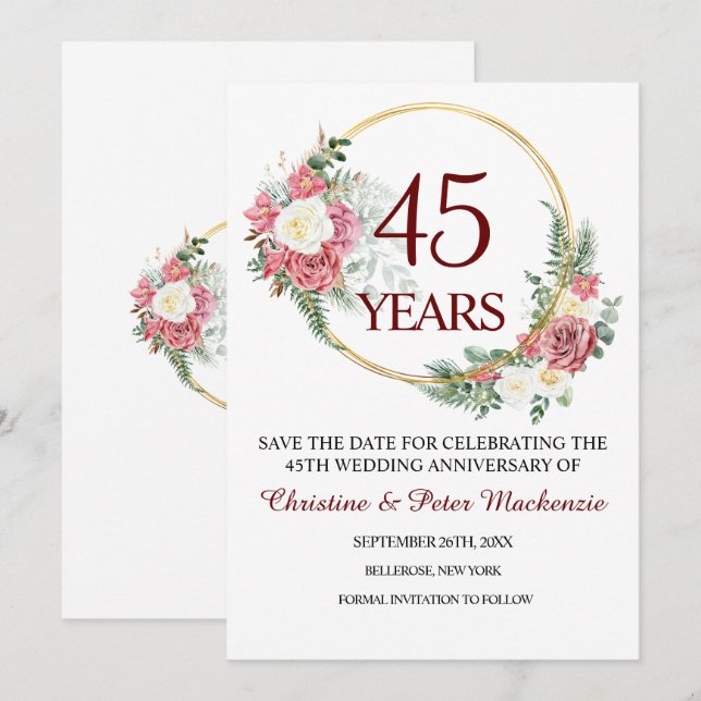 45. Hochzeitstag in Saphir Save The Date (Vorne/Hinten)