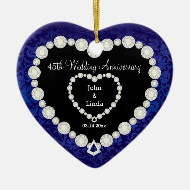 45. Hochzeitstag Keramikornament (Vorne)