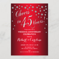 45. Hochzeitstag - Rot & Silber