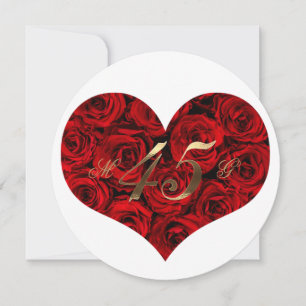 45. Hochzeitstag rote Rosen Herz Elegant Einladung