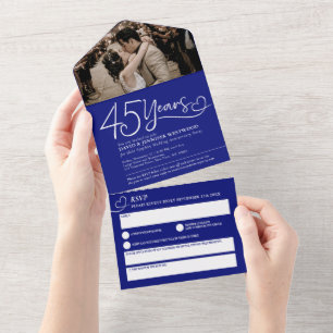 45. Hochzeitstag Saphir-Jubiläumsmahlzeit Rückantw All In One Einladung
