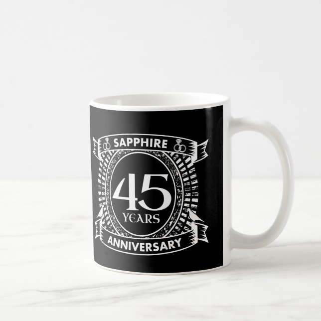 45. Hochzeitstag Saphire Wappen Kaffeetasse (Rechts)