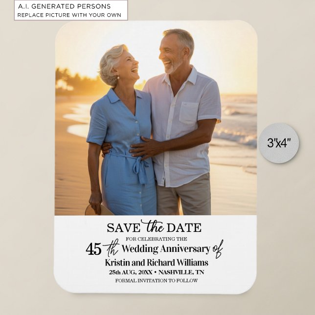 45. Hochzeitstag Save-the-Date-Foto Magnet (Von Creator hochgeladen)