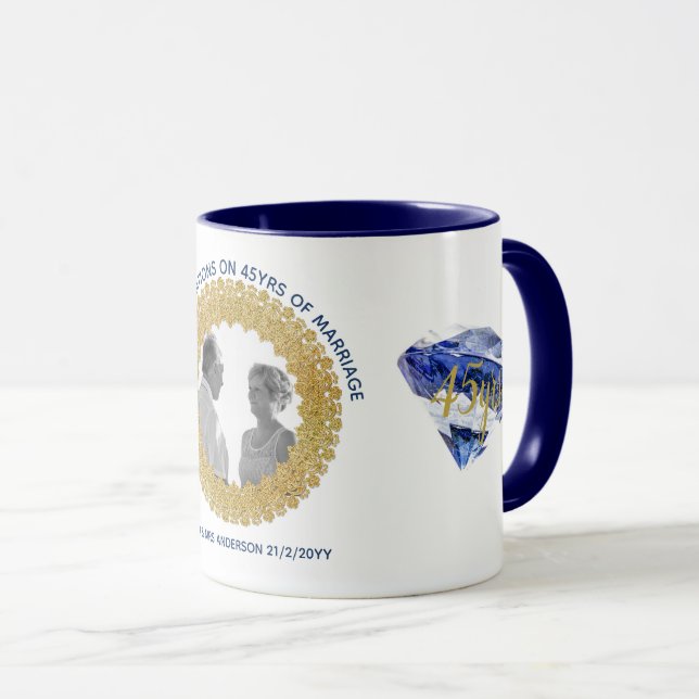 45. Hochzeitstag - Werbegeschenk für Fotobücher Tasse (VorderseiteRechts)