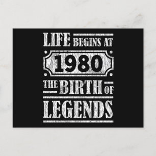 45 Jahre alt 1980 Geburt der Legende 45. Geburtsta Postkarte