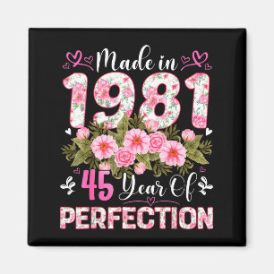 45 Jahre alt, hergestellt 1981, floral, 45. Geburt Magnet