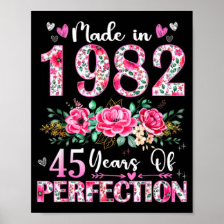 45 Jahre alt, hergestellt 1982 Floral süß 45. Gebu Poster