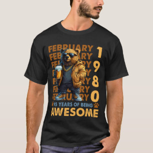 45 Jahre alte großartige coole Bär seit Februar 19 T-Shirt
