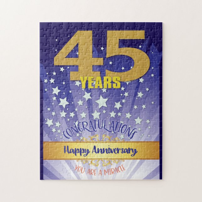 45 Jahre Erholung Jahrestag kühne Zahl Puzzle (Vertikal)
