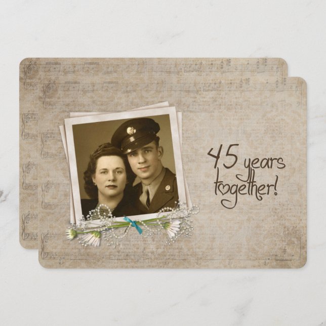 45. Jahrestag der Hochzeit Einladung (Vorne/Hinten)