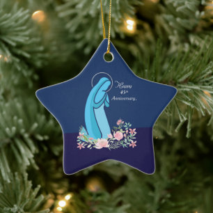 45. Jahrestag des religiösen Lebens Nun Pink Blume Keramik Ornament