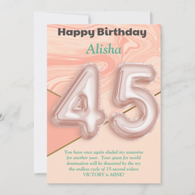45-jährige Mädchen Happy Birthday Card (Vorderseite)