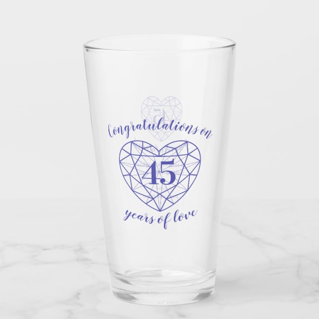45. Jubiläum 45 Jahre Saphirblauer Brauch Glas (Vorderseite)
