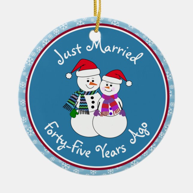 45. Jubiläum Geschenk Spaß Schnee Couple Weihnacht Keramik Ornament (Vorne)