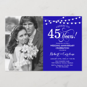 45. Jubiläum mit Foto - Sapphire Blue Einladung