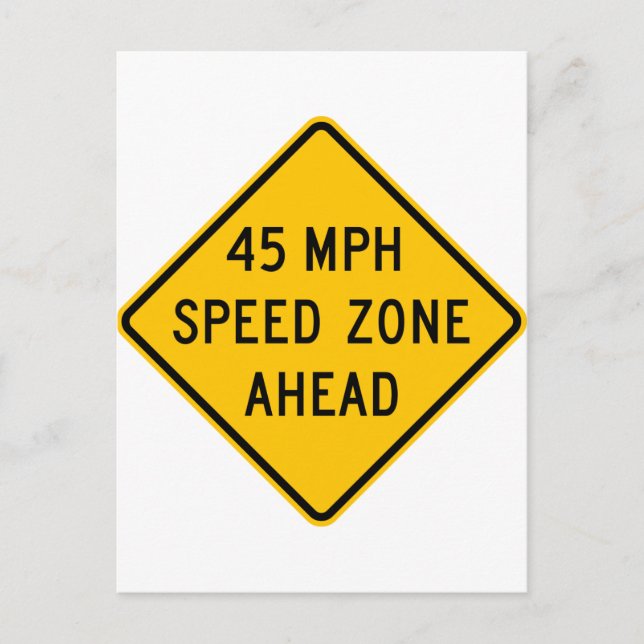 45 km/h Geschwindigkeitszone vor Postkarte (Vorderseite)