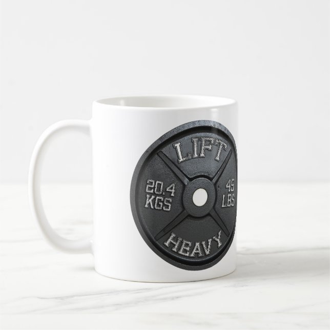 45 LBS Barbell Plate - LIFT HEAVY Kaffeetasse (Links)