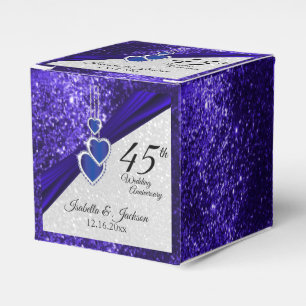 45. oder 65. Sapphire Blue Glitzer Jahrestag Geschenkschachtel
