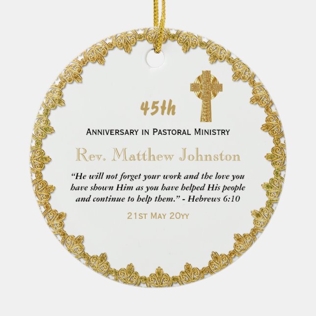 45. Ordination Jubiläum Personalisierte Schrift Keramik Ornament (Vorne)