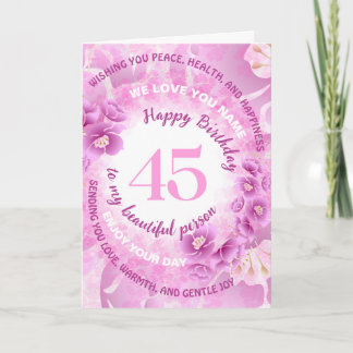 45 Pink Cherry Blossom Floral Milestone Birthday Karte