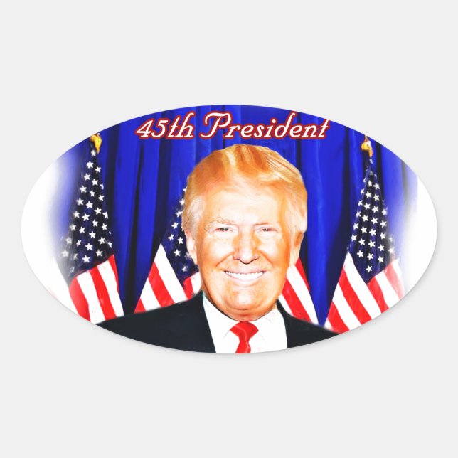 45. Präsident Donald Trump _ Ovaler Aufkleber (Vorderseite)