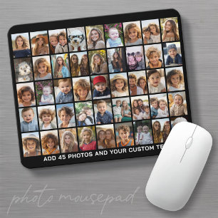 45 Quadratische Fotocollage mit Text - schwarz Mousepad