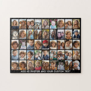45 Quadratische Fotocollage mit Text - schwarz Puzzle
