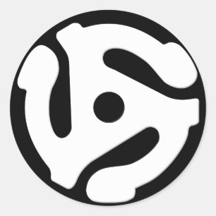 45-RPM-Adapter weiß Runder Aufkleber