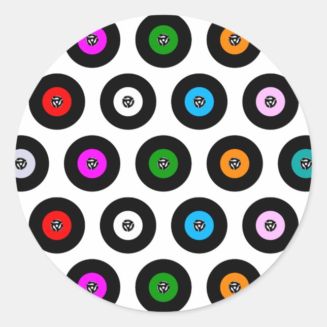 45-RPM-Single-Aufzeichnung Nahtloser Hintergrund Runder Aufkleber (Vorderseite)