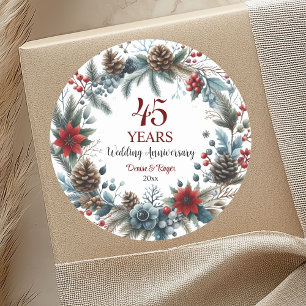 45. Saphir-Hochzeitstag Eleganter Winter Runder Aufkleber