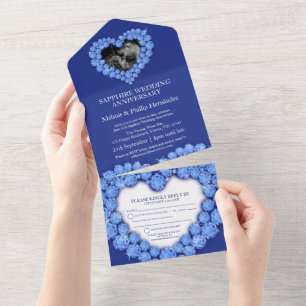 45. Saphir-Hochzeitstag Foto blau All In One Einladung