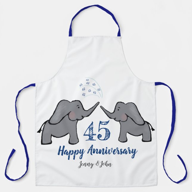 45. Saphir Hochzeitstag niedlicher Elefant Schürze (Vorderseite)