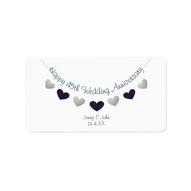 45. Saphire Hochzeitstag Adressaufkleber (Vorne)