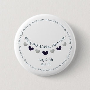45. saphire Hochzeitstag bunting Design Button