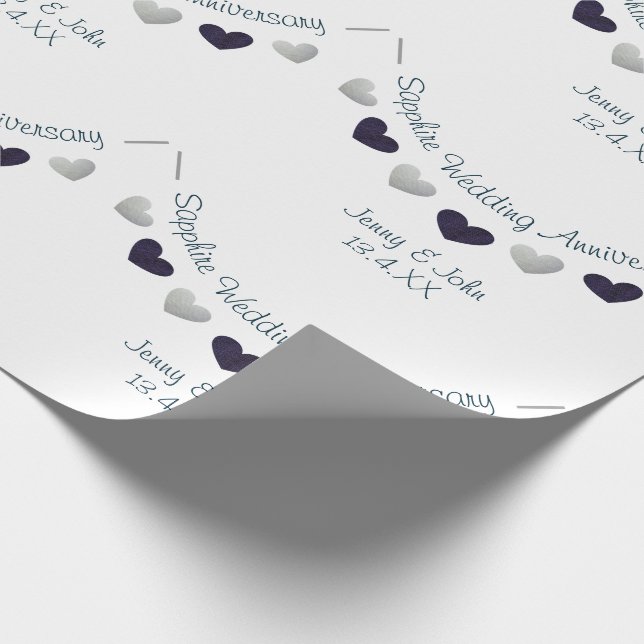 45. saphire Hochzeitstag bunting Design Geschenkpapier (Ecke)