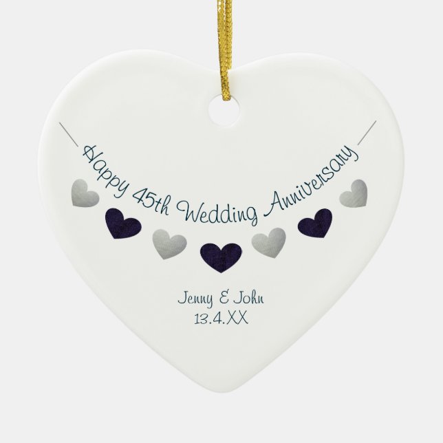 45. saphire Hochzeitstag bunting Design Keramik Ornament (Vorne)
