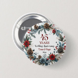 45. Saphire Hochzeitstag Eleganter Winter Button