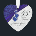 45. Saphire Wedding Anniversary Keepake 3 Ornament<br><div class="desc">BITTE LESEN SIE VOR DER BESTELLUNG - ⭐ ⭐ ⭐ ⭐ 5-Sterne-Bewertung ⭐. Sapphire Hochzeitsszenario zum 65. oder 45. Geburtstag Keepake Design Ornament bereit für Sie zu personalisieren. Kann auch für andere Anlässe wie Geburtstag, Freundschaft, Brautgeschenk, etc.. verwendet werden, indem einfach die Formulierung ✔ HINWEIS: NUR ÄNDERN DIE VORLAGE GEBRAUCHT!...</div>