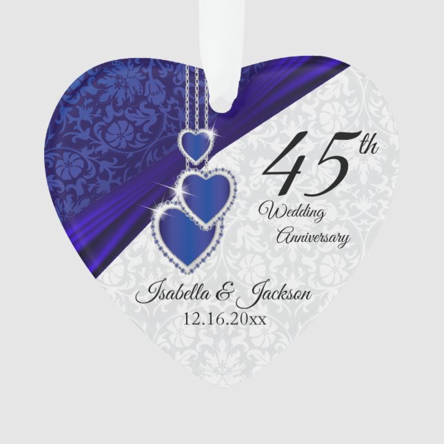45. Saphire Wedding Anniversary Keepake 3 Ornament (Vorderseite)