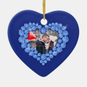 45. Saphirjubiläum Custom Foto Blue Keramik Ornament
