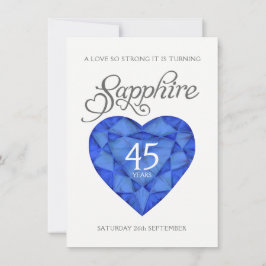 45. Sapphire Hochzeit starkes Herz Wasserfarbe Bla Einladung