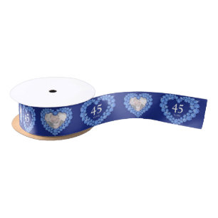 45. Sapphire Hochzeitstag blaues Foto Herz Satinband