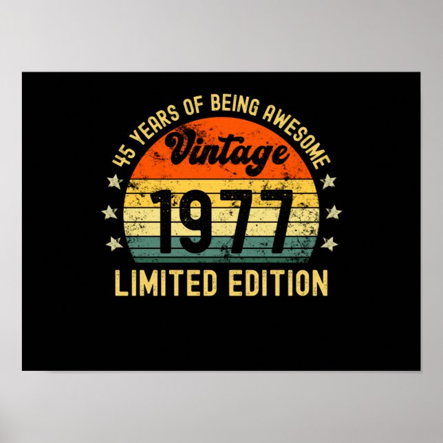 45 th birthday ohrfeigt vintage 1977 limited editi poster (Vorne)