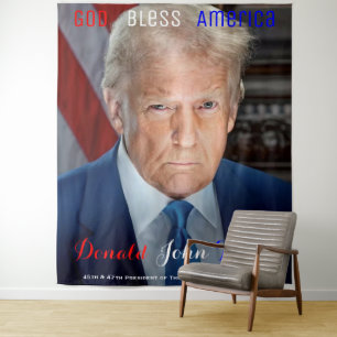 45. und 47. US-Präsident Donald Trump Wandteppich