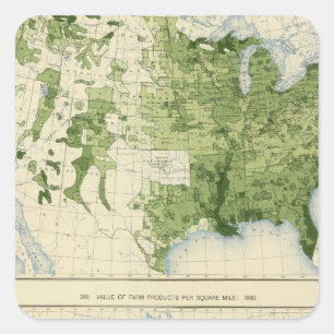 45 Wert der landwirtschaftlichen Erzeugnisse 1890 Quadratischer Aufkleber