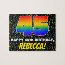 45th Birthday — Fun, Colorful Music Symbols & “45”