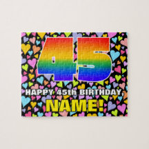 45th Birthday — Fun, Loving Heart Shapes + “45”