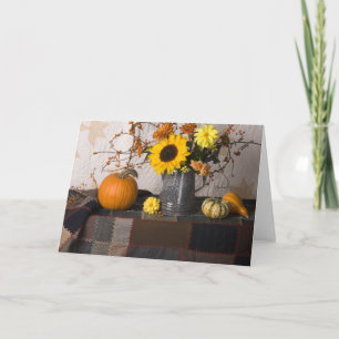 4684 Autumn Still Life with Quilts Greeting Card Karte