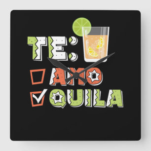 46.Cinco De Mayo Te Amo Quila Tequila Limon Quadratische Wanduhr